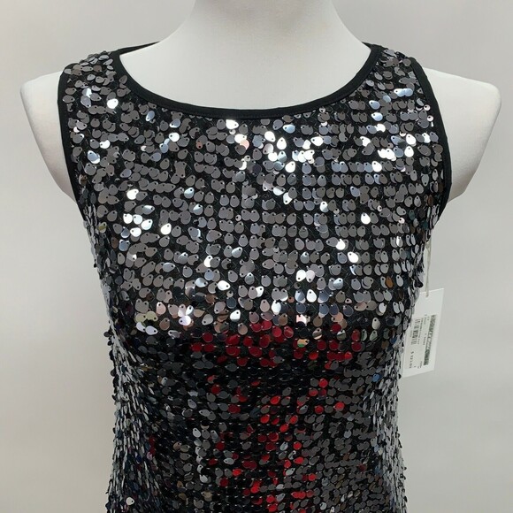 Papillon Blanc Women's Tank Top Small Black Silver Sequins Sleeveless NWT - Picture 2 of 7